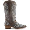 DREAM PAIRS Women’s Cowboy Boots Mid Calf Cowgirl Boots Square Toe Chunky Heel Embroidery Stitched Western Boots(Brown)
