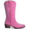 DREAM PAIRS Women’s Cowboy Boots Mid Calf Cowgirl Boots Square Toe Chunky Heel Embroidery Stitched Western Boots(Pink)