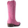 DREAM PAIRS Women’s Cowboy Boots Mid Calf Cowgirl Boots Square Toe Chunky Heel Embroidery Stitched Western Boots(Pink)