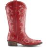 DREAM PAIRS Women’s Cowboy Boots Mid Calf Cowgirl Boots Square Toe Chunky Heel Embroidery Stitched Western Boots(Red)