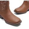 DREAM PAIRS Women’s Cowboy Cowgirl Boots Embroidered Square Toe Mid Calf Western Boots Fashion Dress Chunky Low Heel Shoes for Theme Party Country Concert(Tan)