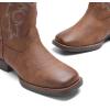 DREAM PAIRS Women’s Cowboy Cowgirl Boots Embroidered Square Toe Mid Calf Western Boots Fashion Dress Chunky Low Heel Shoes for Theme Party Country Concert(Dark Brown)