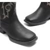 DREAM PAIRS Women’s Cowboy Cowgirl Boots Embroidered Square Toe Mid Calf Western Boots Fashion Dress Chunky Low Heel Shoes for Theme Party Country Concert(Black)