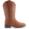 DREAM PAIRS Women’s Cowboy Cowgirl Boots Embroidered Square Toe Mid Calf Western Boots Fashion Dress Chunky Low Heel Shoes for Theme Party Country Concert(Tan)
