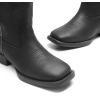 DREAM PAIRS Women’s Cowboy Cowgirl Boots Embroidered Square Toe Mid Calf Western Boots Fashion Dress Chunky Low Heel Shoes for Theme Party Country Concert(All Black)
