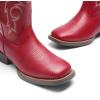 DREAM PAIRS Women’s Cowboy Cowgirl Boots Embroidered Square Toe Mid Calf Western Boots Fashion Dress Chunky Low Heel Shoes for Theme Party Country Concert(Red)