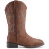 DREAM PAIRS Women’s Cowboy Cowgirl Boots Embroidered Square Toe Mid Calf Western Boots Fashion Dress Chunky Low Heel Shoes for Theme Party Country Concert(Dark Brown)