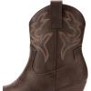 DREAM PAIRS Women’s Cowboy Cowgirl Boots Embroidered Stitched Short Western Boots Low Chunky Heel Pointed Toe Ankle Booties(Brown)