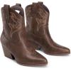DREAM PAIRS Women’s Cowboy Cowgirl Boots Embroidered Stitched Short Western Boots Low Chunky Heel Pointed Toe Ankle Booties(Brown)