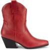 DREAM PAIRS Women’s Cowboy Cowgirl Boots Embroidered Stitched Short Western Boots Low Chunky Heel Pointed Toe Ankle Booties(Red)