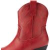 DREAM PAIRS Women’s Cowboy Cowgirl Boots Embroidered Stitched Short Western Boots Low Chunky Heel Pointed Toe Ankle Booties(Red)