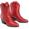 DREAM PAIRS Women’s Cowboy Cowgirl Boots Embroidered Stitched Short Western Boots Low Chunky Heel Pointed Toe Ankle Booties(Red)