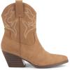 DREAM PAIRS Women’s Cowboy Cowgirl Boots Embroidered Stitched Short Western Boots Low Chunky Heel Pointed Toe Ankle Booties(Tan)