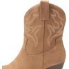 DREAM PAIRS Women’s Cowboy Cowgirl Boots Embroidered Stitched Short Western Boots Low Chunky Heel Pointed Toe Ankle Booties(Tan)