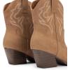 DREAM PAIRS Women’s Cowboy Cowgirl Boots Embroidered Stitched Short Western Boots Low Chunky Heel Pointed Toe Ankle Booties(Tan)