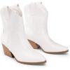 DREAM PAIRS Women’s Cowboy Cowgirl Boots Embroidered Stitched Short Western Boots Low Chunky Heel Pointed Toe Ankle Booties(White)