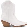 DREAM PAIRS Women’s Cowboy Cowgirl Boots Embroidered Stitched Short Western Boots Low Chunky Heel Pointed Toe Ankle Booties(White)