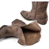 DREAM PAIRS Women’s Cowboy Cowgirl Western Ankle Boots Low Chunky Heels Square Toe Fall Short Booties Shoes(Brown)