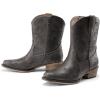 DREAM PAIRS Women’s Cowboy Cowgirl Western Ankle Boots Low Chunky Heels Square Toe Fall Short Booties Shoes(Grey)
