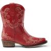 DREAM PAIRS Women’s Cowboy Cowgirl Western Ankle Boots Low Chunky Heels Square Toe Fall Short Booties Shoes(Red)
