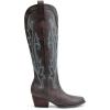 DREAM PAIRS Womens Cowboy Knee High Boots Comfortable Pull On Side Zipper Chunky Heel Embroidered Western Cowgirl Boots Retro Tall Boot(Brown)