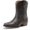 DREAM PAIRS Women’s Cowboy Cowgirl Western Ankle Boots Low Chunky Heels Square Toe Fall Short Booties Shoes(Grey)