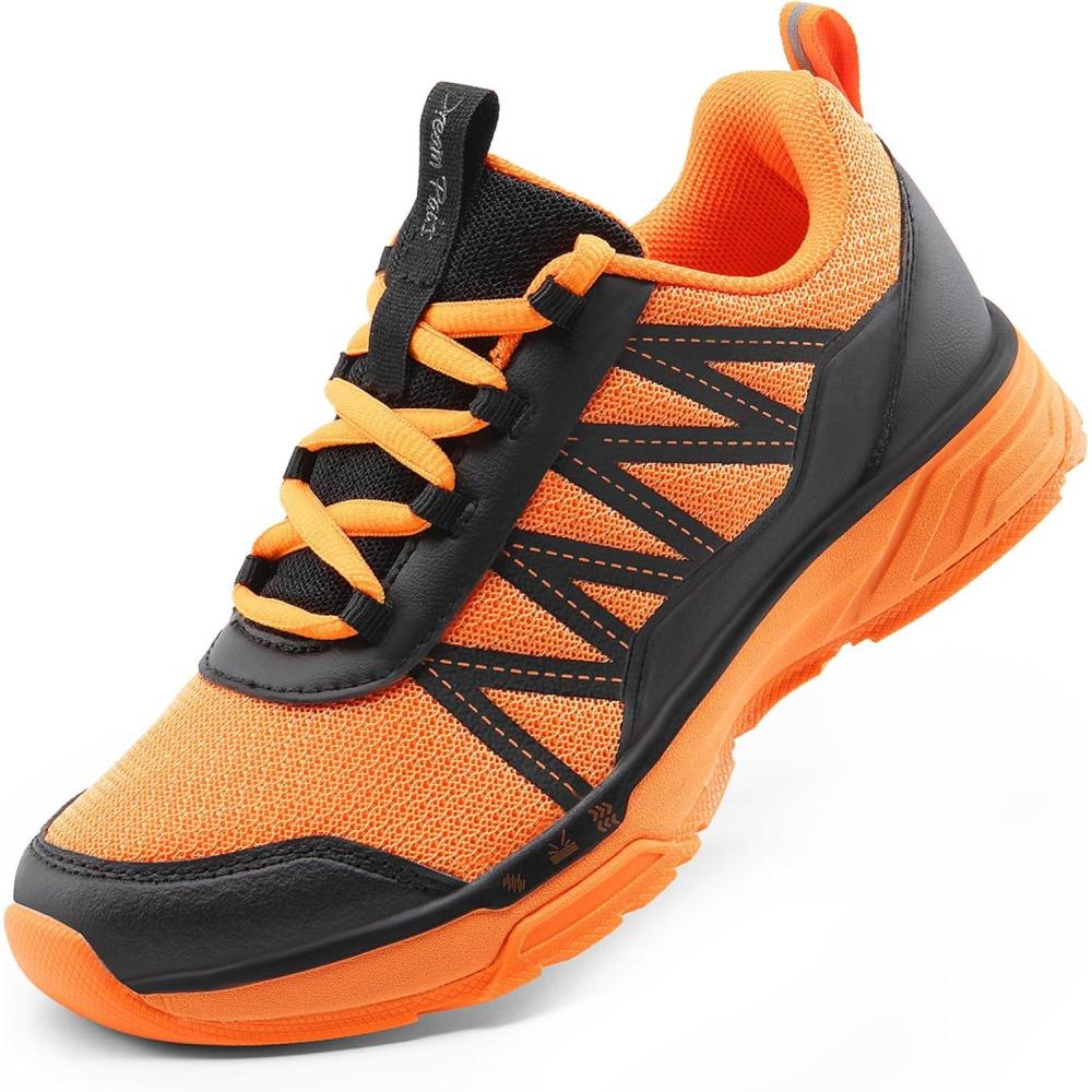 imageDREAM PAIRS Boys Girls Shoes Kids DuraPlay Tennis Footwear Non Slip Athletic Running Walking Lightweight Lace Up Sneakers for LittleBig KidOrangeBlack