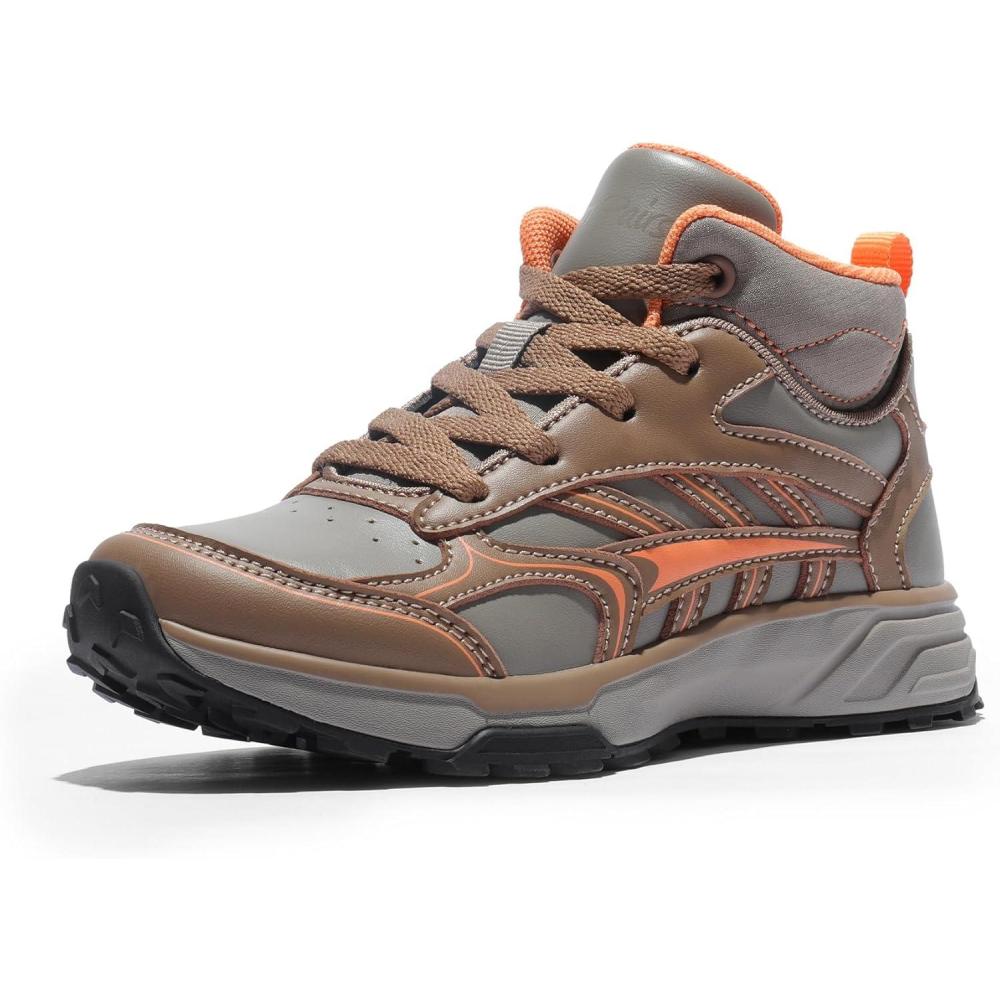 imageDREAM PAIRS Kids Shoes Hiking Boots Boys Girls HighTop Shoes Outdoors DuraPlay LaceUp Lightweight Hiking SneakersBrownOrange