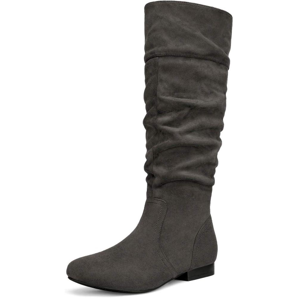 imageDREAM PAIRS Womens Knee High Pull On Fall Weather Winter BootsGrey