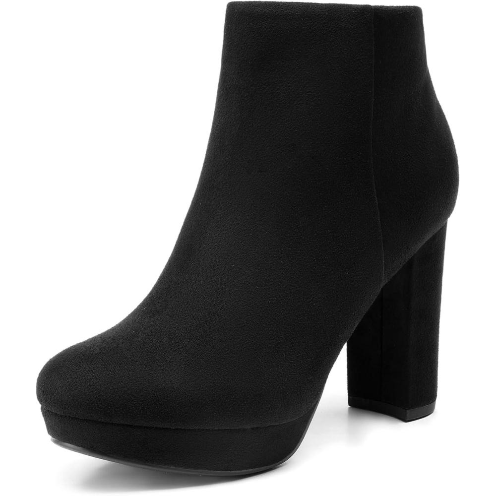 imageDREAM PAIRS Womens Stomp High Heel Ankle BootsBlack