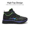 DREAM PAIRS Kids Shoes Hiking Boots Boys Girls High-Top Shoes Outdoors DuraPlay Lace-Up Lightweight Hiking Sneakers(Black/Blue/Green)