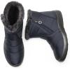 DREAM PAIRS Winter Boots for Women Warm Fur Lined with Zipper Flat Ankle Boots Comfortable Lightweight Outdoor Indoor Booties(Navy)