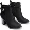 DREAM PAIRS Women’s Chunky High Heel Ankle Boots Round Toe Fall Short Booties Shoes(Black-suede)