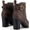 DREAM PAIRS Women’s Chunky High Heel Ankle Boots Round Toe Fall Short Booties Shoes(Brown-pu)