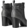 DREAM PAIRS Women’s Chunky High Heel Ankle Boots Round Toe Fall Short Booties Shoes(Grey-pu)
