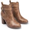DREAM PAIRS Women’s Chunky High Heel Ankle Boots Round Toe Fall Short Booties Shoes(Tan-pu)