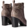 DREAM PAIRS Women’s Chunky High Heel Ankle Boots Round Toe Fall Short Booties Shoes(Taupe-pu)
