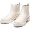 DREAM PAIRS Women’s Elastic Chelsea Ankle Boots Platform Low Chunky Block Heel Lug Sole Slip on Fall Heeled Booties Shoes(Beige)