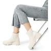 DREAM PAIRS Women’s Elastic Chelsea Ankle Boots Platform Low Chunky Block Heel Lug Sole Slip on Fall Heeled Booties Shoes(Beige)