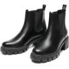 DREAM PAIRS Women’s Elastic Chelsea Ankle Boots Platform Low Chunky Block Heel Lug Sole Slip on Fall Heeled Booties Shoes(Black)