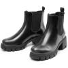 DREAM PAIRS Women’s Elastic Chelsea Ankle Boots Platform Low Chunky Block Heel Lug Sole Slip on Fall Heeled Booties Shoes(Black/Silver)