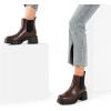 DREAM PAIRS Women’s Elastic Chelsea Ankle Boots Platform Low Chunky Block Heel Lug Sole Slip on Fall Heeled Booties Shoes(Brown)