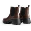 DREAM PAIRS Women’s Elastic Chelsea Ankle Boots Platform Low Chunky Block Heel Lug Sole Slip on Fall Heeled Booties Shoes(Brown)