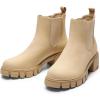 DREAM PAIRS Women’s Elastic Chelsea Ankle Boots Platform Low Chunky Block Heel Lug Sole Slip on Fall Heeled Booties Shoes(Nude)