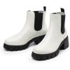 DREAM PAIRS Women’s Elastic Chelsea Ankle Boots Platform Low Chunky Block Heel Lug Sole Slip on Fall Heeled Booties Shoes(White)