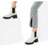 DREAM PAIRS Women’s Elastic Chelsea Ankle Boots Platform Low Chunky Block Heel Lug Sole Slip on Fall Heeled Booties Shoes(White)