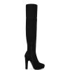DREAM PAIRS Women’s HIGHPLAT Black Chunky Thigh High Over The Knee High Heel Boots(Black)