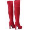 DREAM PAIRS Women’s HIGHPLAT Black Chunky Thigh High Over The Knee High Heel Boots(Red)