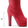DREAM PAIRS Women’s HIGHPLAT Black Chunky Thigh High Over The Knee High Heel Boots(Red)