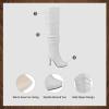 DREAM PAIRS Women’s HIGHPLAT Black Chunky Thigh High Over The Knee High Heel Boots(Sarah-white/Pu)